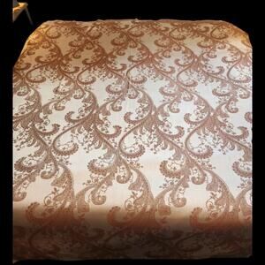 Wow! Custom Made Queen Duvet Floral Satin Gold Taupe Brown Paisley Print 90"x92"